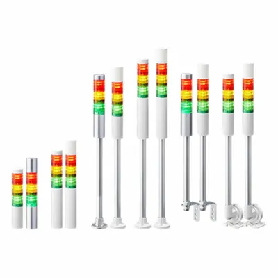 PATLITE Tower Light Assembly: 3 Tier, Sounder Tier Included, IP65, Amber/Green/Red - Three-Tier Tower Light Assemblies
