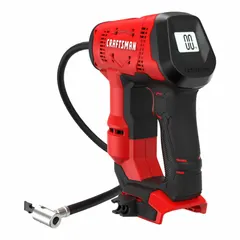 This cordless inflator operates on a 20V DC battery (sold separately) and delivers up to 150 psi for inflating tires, sports equipment, and inflatables. The 21-inch hose provides reach for automotive, workshop, and outdoor tasks. Supplied as tool only, no battery or charger included.