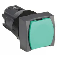 SCHNEIDER Flush Push Button: Green, 16 mm Mounting Size, Non-Metallic, Momentary (MPN ZB6CA3)