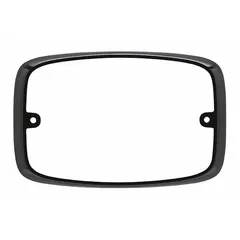 Black polycarbonate trim bezel for use with FR6-R model vehicle light mounts and brackets. Measures 6 1/8 in long, 5 5/16 in high, and 1 7/32 in wide. Provides a finished appearance by concealing mounting hardware on warning light installations.