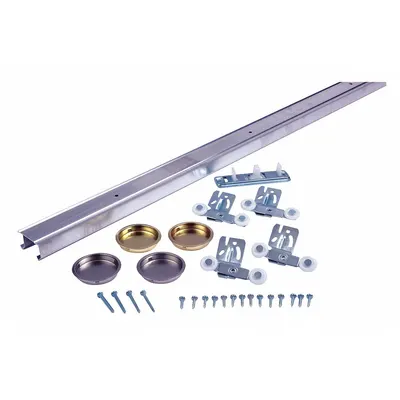 NATIONAL GUARD Track Kit: 94 1/2 in Lg, 2 in Wd, 1 in Ht, 75 lb Max Wt - Hanging Door Track Kits