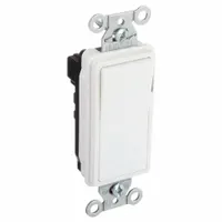 HUBBELL Wall Switch: Rocker Switch, Single Pole, Maintained, White, 120/277V AC, 20 A (MPN SNAP2121PLW)