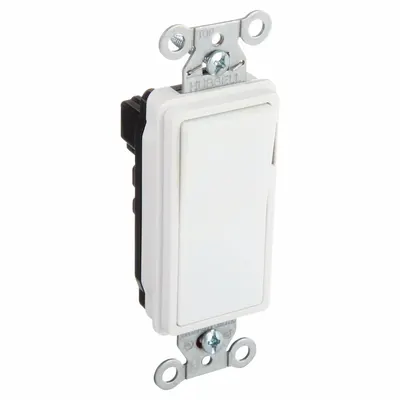 HUBBELL Wall Switch: Rocker Switch, Single Pole, Maintained, White, 120/277V AC - Rocker Wall Switches