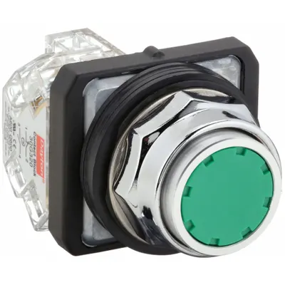 Dayton Flush Push Button Operator: Non-Illuminated, Flush Profile, Metallic, 30 mm - Flush-Mount Push Buttons