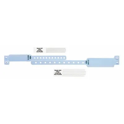 ID Wristband Set: No Legend, 9 3/8 in Overall Lg, 1 1/4 in Overall Wd, Vinyl - Security Wristbands