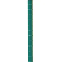 Steel split-sleeve post with antimicrobial epoxy-coated green finish, designed for wet environments. Sold as a set of 4 posts, 86 in length and 1 in diameter. Used to construct wire shelving systems in commercial kitchens, laundries, or cold storage. Leveling feet not included