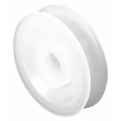 This roller assembly is designed for sliding screen doors, providing smooth guidance and support along the track. It measures 5-7/16 inches in height and length, with a width of 3-13/16 inches. The white, unfinished finish allows for paint matching. Sold as a pair.