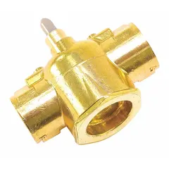 The ERIE VT2317 is a 2-way zone valve with 3/4" sweat connections and a flow coefficient (Cv) of 7.5. It is normally closed and operates with a 24 VAC actuator. The brass valve body is suited for hydronic heating and cooling systems, controlling water flow to individual zones in commercial and residential buildings.