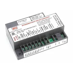 This ignition module generates the spark to ignite gas burners in commercial boilers and water heaters. It provides consistent ignition timing and flame sensing for reliable startup. Suitable for use in HVAC and refrigeration systems requiring a replacement ignition control.