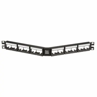 PANDUIT Patch Panel: 1 Rack Units, 24 Ports, Angled, Label Pocket/Not Numbered - Rack-Mount Modular Patch Panels