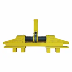 Steel gauge correction tool weighing 87 lb. Used for rail alignment and gauge adjustment in railway track maintenance, positioning rails to correct spacing.