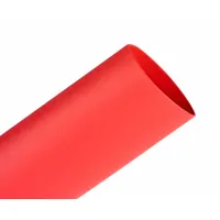 Standard heat shrink tubing for insulating and protecting electrical wires, cables, and connections. Red color with 3-inch inner diameter before shrinking and 1.5-inch inner diameter after shrinking. Each piece is 4 feet long, sold in a pack of 12. Suitable for industrial maintenance, automotive wiring, and electrical panel installations