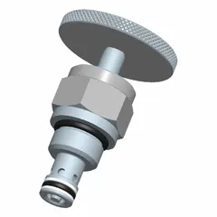 Screw-in cartridge valve with screwdriver adjustment for flow control in hydraulic systems. Features steel body and nitrile seal. Designed for C08-20 cavity size. Suitable for regulating fluid flow in mobile and industrial equipment.