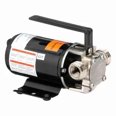 Dayton Utility Pump: 12V DC, 36.7 ft Max head, 7 ft Cord Lg, 3/8 in FNPT / 3/4 in MGHT - Battery-Powered Flexible Impeller Utility Pumps
