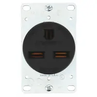 BRYANT Receptacle: Single, 6-30, Black, 250V AC, 30 A, 2 Pole / 3 Wire (MPN 9630FR)