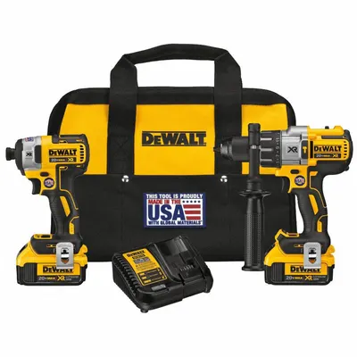 DEWALT Cordless Tool Combination Kit: 2 Tools, Hammer Drill/Impact Driver, 20 V DC Volt - DEWALT 20V Cordless Tool Combination Kits