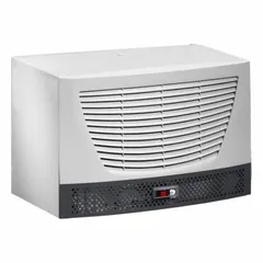 Roof-mount mini chiller for cooling-only operation in indoor dust-tight environments. Operates at 230 V with 5,801 BtuH capacity. Suitable for thermal management of electrical enclosures.