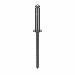 Inch-series domed-head blind rivet with 0.122" diameter, 1 23/32" overall length, and 5/8" body length. Suitable for fastening materials where only one side is accessible, commonly used in sheet-metal assembly and light-to-medium gauge applications. Supplied in a 500-piece pack.