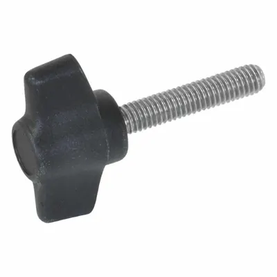 JW WINCO Wing Screws; Wing Knobs: Wing, Plastic w/ SS Thread, M6 Thread, 20 mm Thread Lg - Wing Knobs with Threaded Stud