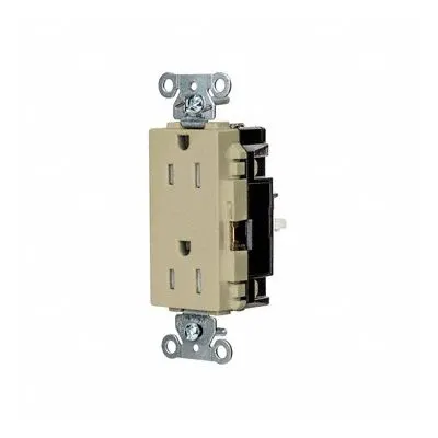 HUBBELL Receptacle: Decorator Duplex, 5-15, Ivory, 125V AC, 15 A - General Purpose Receptacles