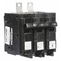 This Siemens B Series miniature circuit breaker is rated 60 A at 120/240V AC, single-phase, 2-pole, with a shunt trip for remote tripping capability. It features a bolt-on connection and a maximum AIR rating of 10 kA at 120/240V AC. Designed for use with Siemens P1 panelboards, it provides overcurrent protection in electrical distribution systems