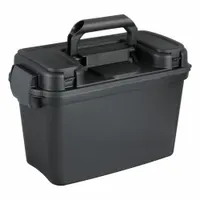 FLAMBEAU Tool Box: 15 1/8 in W 7 7/8 in D 10 1/4 in H, Plastic, Black, Hinged Lid, Padlock (MPN T1408B)