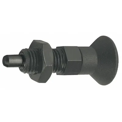 KIPP Indexing Plunger: Nonlocking, Steel, M20x1.5 Thread - Extended-Pin Pull-Knob Indexing Plungers with Jam Nut