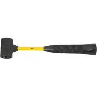 This quick-change hammer features replaceable tips and a ribbed grip for secure handling. With a 1 in tip diameter and 11 1/2 in overall length, it is suited for assembly, disassembly, and maintenance tasks requiring interchangeable striking faces