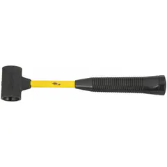 This quick-change hammer features replaceable tips and a ribbed grip for secure handling. With a 1 in tip diameter and 11 1/2 in overall length, it is suited for assembly, disassembly, and maintenance tasks requiring interchangeable striking faces.