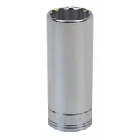 SK PROFESSIONAL TOOLS Socket: Metric, 3/8 in Drive Size, 19 mm Socket Size, 12-Point, Deep, Chrome (MPN 8439)