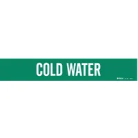 Pipe Marker: Cold Water, Green, White, Fits 2 1/2 to 7 7/8 in Pipe O.D., 1 Pipe Markers (MPN 7055-1)