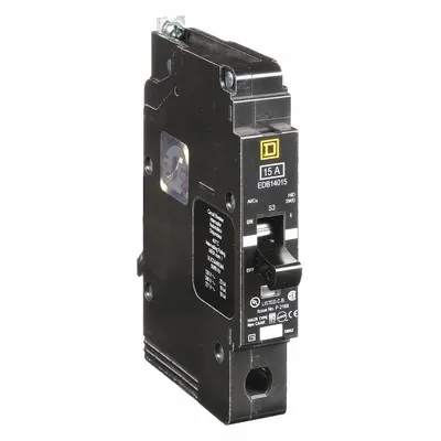 SQUARE D Miniature Circuit Breaker: 15 A, 277V AC, Single Phase, 18kA at 120/240V AC - EDB & EGB Series, Bolt-On Square D Miniature Circuit Breakers