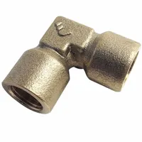 This 90° elbow pipe fitting features 1/4 inch female BSPP threads on both ends. Constructed from metal, it is rated for a maximum operating pressure of 1,000 psi. Used to change direction in high-pressure fluid or air systems