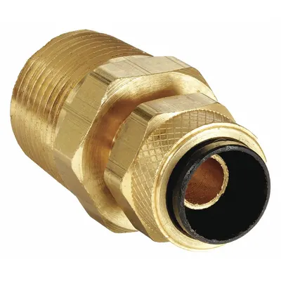 PARKER Compression Fitting Adapter: 3/8 in OD x 3/8 in Pipe Fitting Size, Compression x MNPT - Creep-Resistant Self-Aligning Brass Compression Fittings