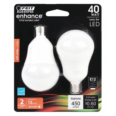 FEIT ELECTRIC Compact LED Bulb: Candelabra Screw (E12), LED, (A) Classic, A15, 5 W Watt - Candelabra Screw Base (E12) Lamps