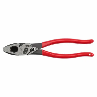 MILWAUKEE Dipped Grip Plier: Flat, 9 in Overall Lg, 1 7/8 in Jaw Lg, 1 1/4 in Jaw Wd - Multipurpose Lineman's Pliers