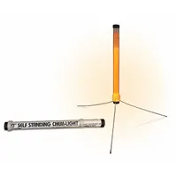 Orange chemiluminescent lightstick providing 2 hours of illumination. Includes a tripod stand for hands-free positioning. Suitable for emergency, industrial, and outdoor use where temporary non-electric lighting is needed