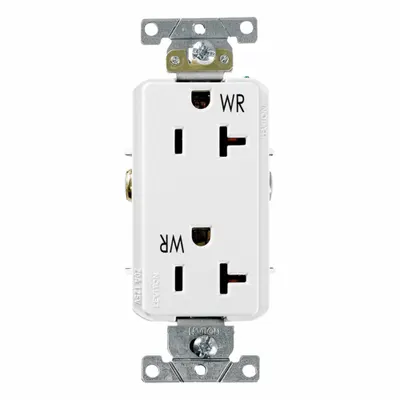 LEVITON Decora Plus Duplex Receptacle Outlet: Duplex, 5-20, White, 125V AC, 20 A - General Purpose Receptacles