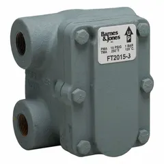 Cast iron C-pattern float and thermostatic steam trap with 3/4 in FNPT connection and stainless steel float. Rated for 1,439 lb/hr at 30 psig maximum pressure and 345°F maximum temperature. Designed for horizontal installation in steam systems to remove condensate and air.
