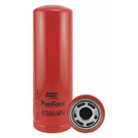 Spin-on hydraulic filter with cellulose media for removing contaminants from hydraulic fluid systems. Features a 1-3/4"-12 thread size and includes an integral gasket. Compatible with Caterpillar vehicles. Used in hydraulic circuits to protect pumps, valves, and actuators