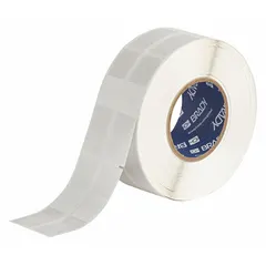 Precut vinyl label roll for wire marking applications. White matte finish, designed for wire gauges 8 AWG to 4 AWG. Compatible with IP Series printers and requires R4300 ribbon. Used for clear identification on wires in electrical panels, machinery, and control systems.