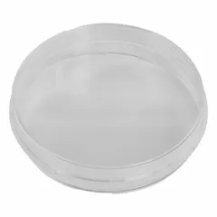 Polystyrene Petri dish with a marked bottom for sample identification. 95.21 mm diameter, 21.56 mm overall height. No surface treatment. Suitable for general microbiology and cell culture procedures where untreated surfaces are required.