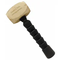Non-sparking hexagon-head hammer with a 3 3/4 lb head weight, 2 in diameter, and 10 in overall length. Fiberglass handle. Used in hazardous environments where spark prevention is required, such as areas with flammable gases or dusts