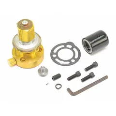 Mechanical unloader control valve for HVACR compressors. Regulates compressor capacity by unloading cylinders to optimize energy efficiency and maintain stable system pressure. Commonly used in commercial refrigeration and air conditioning systems.