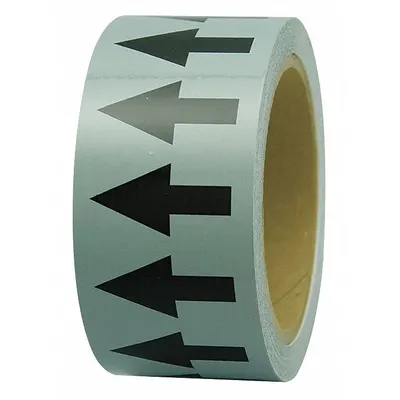 INCOM MANUFACTURING Arrow Tape: Gray, Black, 1 in Wd, 108 ft Roll Lg, Polyethylene, 1 in Roll Wd - Pipe Marker Directional Flow Arrow Banding Tape