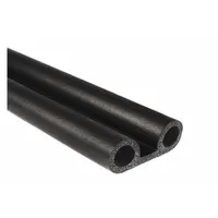 This double-bulb foam rubber lid seal is made of EPDM in black with a standard self-adhesive mounting. It measures 25 ft in overall length and is designed to seal gaps in enclosures, doors, and panels against air, dust, and moisture. The self-adhesive backing simplifies installation on metal or plastic surfaces