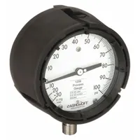 ASHCROFT Process Compound Gauge: 0 psi to 100 psi, White, 4 1/2 in Dial, 1/2 in NPT Male, Bottom (MPN 451259SD04LV/100#)