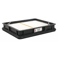 Rectangular panel engine air filter for Cummins vehicles. Overall length 9 inches. Removes airborne contaminants from intake air to protect engine components