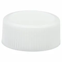White opaque polypropylene screw cap with a PTFE faced polyethylene liner. Features a 22-400 mm screw closure size. Suitable for sealing laboratory or industrial containers requiring this closure size, providing chemical resistance and a tight seal.