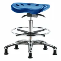Tractor Stool: Polyurethane, Ht Range 20 in to 28 in, 17 in Seat Wd, 14 in Seat Dp, 5 Glides, Blue (MPN PTMBSO-CR-CF-RG-BLU)